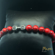 Lade das Bild in den Galerie-Viewer, Elastischer Fitness Kugelarmband mit hantelförmigen Legierungsanhänger (Edelstahl) in verschiedenen Farben