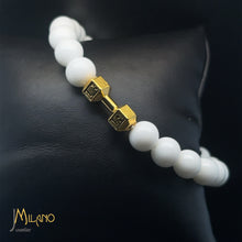 Lade das Bild in den Galerie-Viewer, Elastischer Fitness Kugelarmband mit hantelförmigen Legierungsanhänger (Edelstahl) in verschiedenen Farben