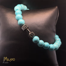 Lade das Bild in den Galerie-Viewer, Elastischer Fitness Kugelarmband mit hantelförmigen Legierungsanhänger (Edelstahl) in verschiedenen Farben