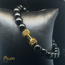 Lade das Bild in den Galerie-Viewer, Elastischer Fitness Kugelarmband mit hantelförmigen Legierungsanhänger (Edelstahl) in verschiedenen Farben