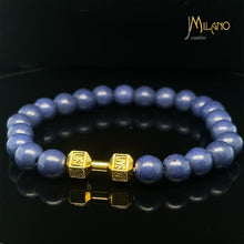 Lade das Bild in den Galerie-Viewer, Elastischer Fitness Kugelarmband mit hantelförmigen Legierungsanhänger (Edelstahl) in verschiedenen Farben