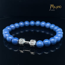 Lade das Bild in den Galerie-Viewer, Elastischer Fitness Kugelarmband mit hantelförmigen Legierungsanhänger (Edelstahl) in verschiedenen Farben