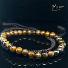 Lade das Bild in den Galerie-Viewer, Geflochtener Kugelarmband 2 Satz Tigerauge-braun Perlenarmband