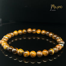 Lade das Bild in den Galerie-Viewer, Geflochtener Kugelarmband 2 Satz Tigerauge-braun Perlenarmband