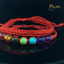 Lade das Bild in den Galerie-Viewer, Geflochtene Kugelarmband 2 Satz multicolor 7 Chakra Naturstein