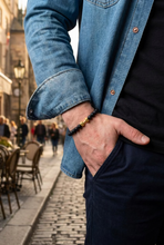 Lade das Bild in den Galerie-Viewer, Elastischer Fitness Kugelarmband mit hantelförmigen Legierungsanhänger (Edelstahl) in verschiedenen Farben