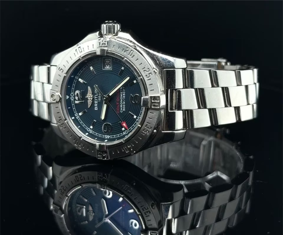 Breitling Colt Oceane Lady A77380 Frontansicht blaues Zifferblatt