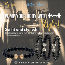 Lade das Bild in den Galerie-Viewer, Elastischer Fitness Kugelarmband mit hantelförmigen Legierungsanhänger (Edelstahl) in verschiedenen Farben