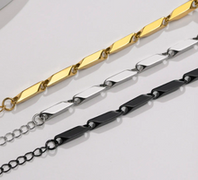 Lade das Bild in den Galerie-Viewer, Herrenschmuck | Gliederarmband (Edelstahl) in Schwarz/Silber/Vergoldet Farben