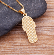 Lade das Bild in den Galerie-Viewer, Nazar Flipflop Edelstahl Halskette vergoldet + Zirkonia