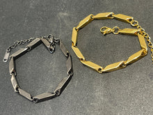 Lade das Bild in den Galerie-Viewer, Herrenschmuck | Gliederarmband (Edelstahl) in Schwarz/Silber/Vergoldet Farben