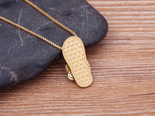 Lade das Bild in den Galerie-Viewer, Nazar Pantoffel Edelstahl Halskette vergoldet + Zirkonia