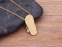 Lade das Bild in den Galerie-Viewer, Nazar Flipflop Edelstahl Halskette vergoldet + Zirkonia