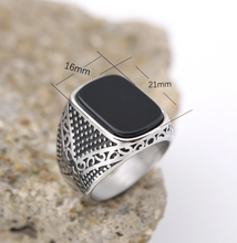 Lade das Bild in den Galerie-Viewer, Herren Siegelringe in Edelstahl Onyx, Tigerauge oder Türkis