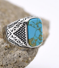 Lade das Bild in den Galerie-Viewer, Herren Siegelringe in Edelstahl Onyx, Tigerauge oder Türkis