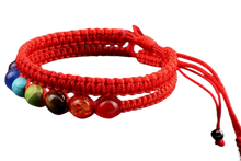Lade das Bild in den Galerie-Viewer, Geflochtene Kugelarmband 2 Satz multicolor 7 Chakra Naturstein