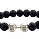 Elastischer Fitness Kugelarmband mit hantelförmigen Legierungsanhänger (Edelstahl) / lavastein silber