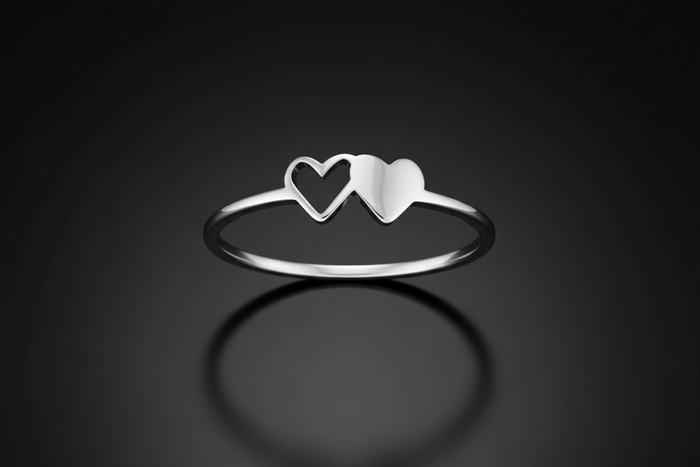 Initialen-Herzring aus Edelstahl – Alphabet Ring A–Z für Damen