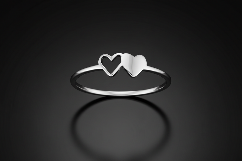 Initialen-Herzring aus Edelstahl – Alphabet Ring A–Z für Damen