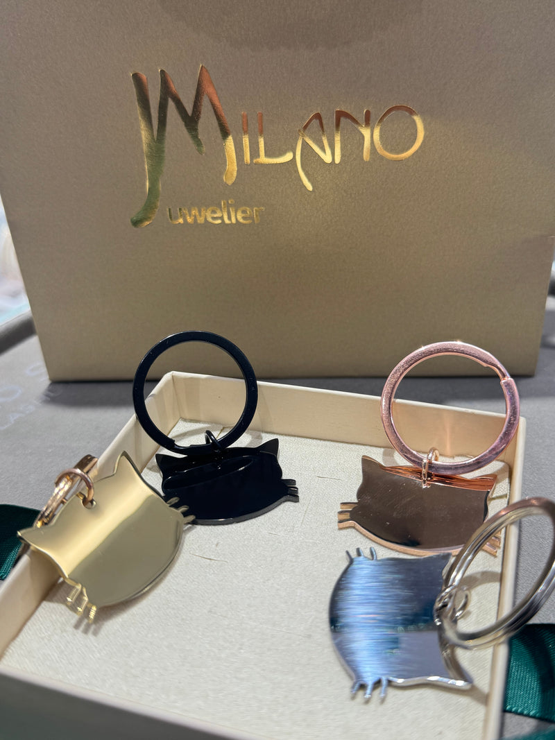 Katzen-Schlüsselanhänger aus Edelstahl mit Gravur – Eleganter Charm