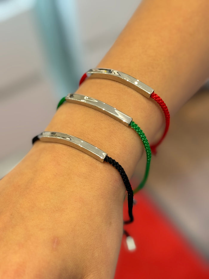 Geflochtenes Plattenarmband mit Gravur | Verstellbares Edelstahl-Armband für Damen