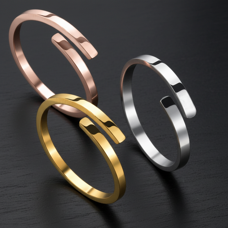 Verstellbarer 3D Edelstahl‑Damenring | Kostenlose Premium-Gravur