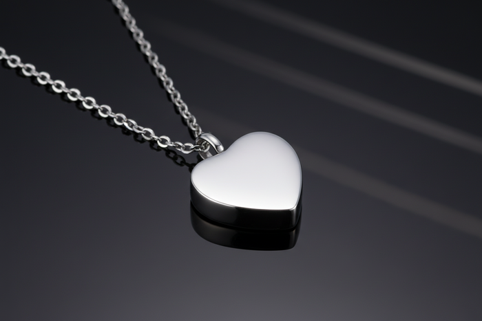 Edler Herzanhänger aus Edelstahl mit Kette & Füllset  – Gedenkschmuck mit Gravur
