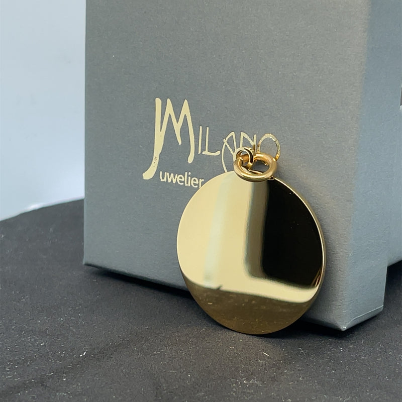 Kostenlose 3D Gravur + Anhänger | Personalisierte Gelbgold Edelstahl-Anhänger Rund, glänzend