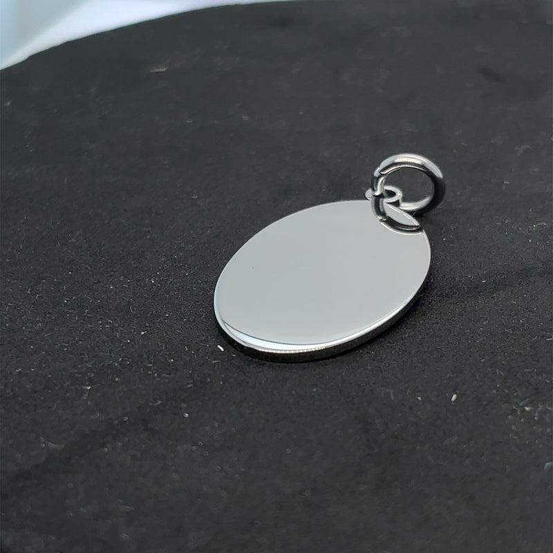 Kostenlose 3D Gravur+ Anhänger | Personalisierte Edelstahl-Anhänger in Stahl, oval, glänzend