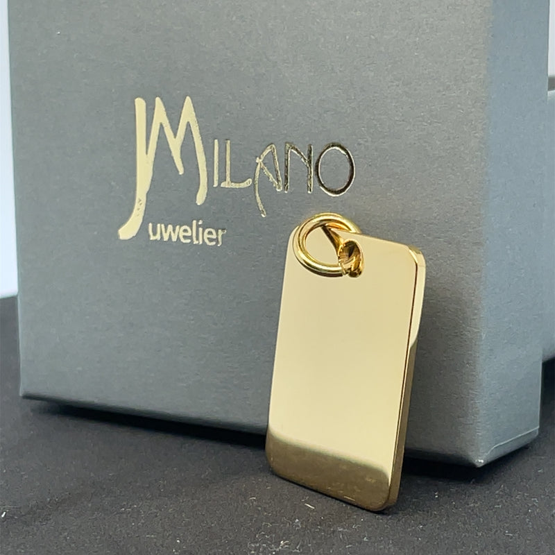 Kostenlose 3D Gravur + Anhänger | Personalisierte quadratische Edelstahl-Anhänger in Gelbgold, glänzend