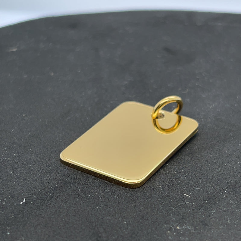 Kostenlose 3D Gravur + Anhänger | Personalisierte quadratische Edelstahl-Anhänger in Gelbgold, glänzend