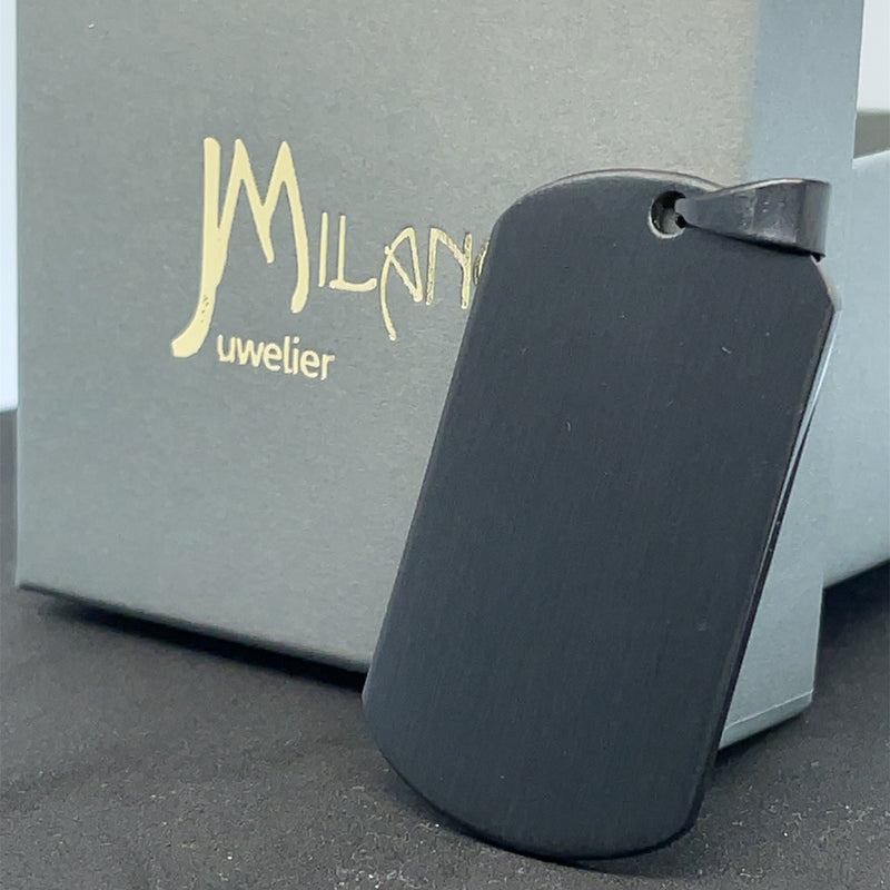 Kostenlose 3D Foto(gravur) + Anhänger | Personalisierte Edelstahl-Anhänger in schwarz-matt, Hundemarke, mattiert