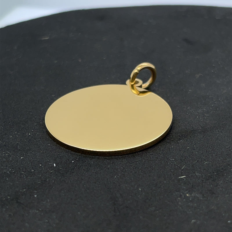 Kostenlose 3D Gravur + Anhänger | Personalisierte Gelbgold Edelstahl-Anhänger Rund, glänzend