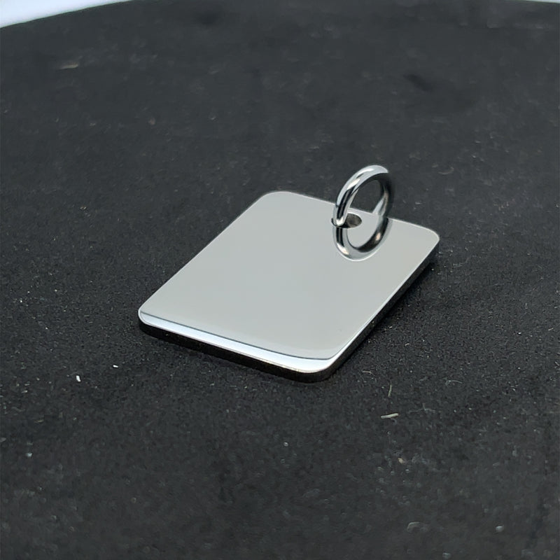 Kostenlose 3D Gravur+ Anhänger | Personalisierte Edelstahl-Anhänger in Stahl, quadratisch, glänzend