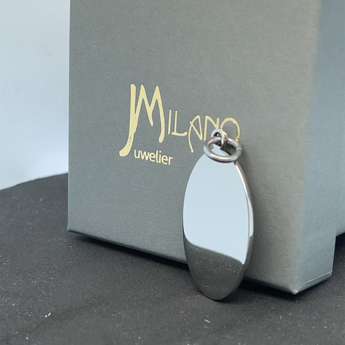 Kostenlose 3D Gravur+ Anhänger | Personalisierte Edelstahl-Anhänger in Stahl, oval, glänzend