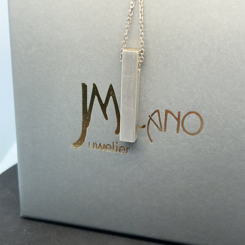 Kostenlose Gravur + Anhänger | 3D Säulen Silber-Anhänger (Baren) mit Kette in Matt-Optik